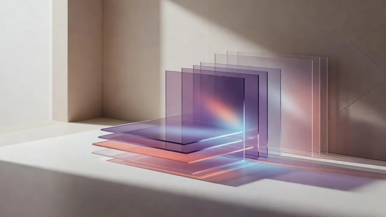 紫のレイヤーガラスパネル