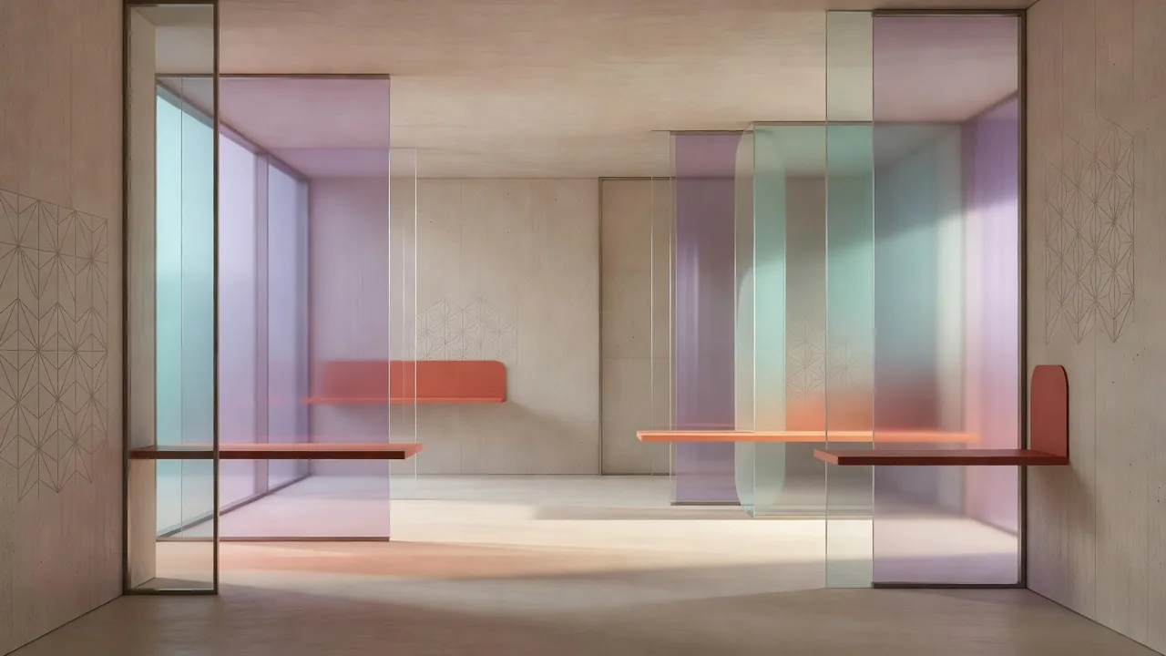 ベージュトーンの建築的コンクリート仕上げ